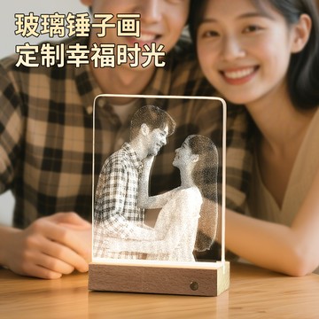 台灣發貨🔸玻璃畫✅客製化玻璃畫 人像玻璃畫 琉璃敲擊畫 高級感禮物 生日禮物 七夕禮物