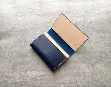 藏藍色真皮手工名片夾 / 名片包