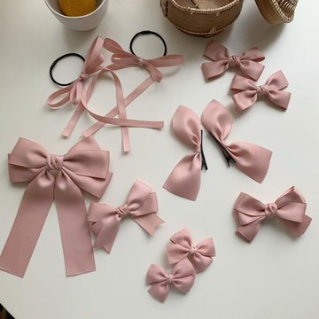 粉色蝴蝶結發夾合集 少女可愛對夾彈簧夾鴨嘴夾  寫真網紅頭飾