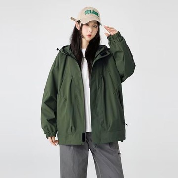 連帽沖鋒衣男士秋季潮牌痞帥機能夾克外套戶外防風防水工裝登山服