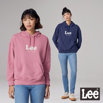 Lee 大LOGO 寬鬆帽T 女 MODERN 丈青 玫粉 LB330033