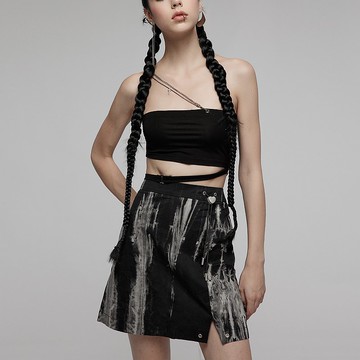 龐克神視紮染純棉開衩半裙 / 即將絕版