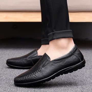 豆豆鞋冬季透氣2026新款一腳蹬軟底男鞋商務正裝休閑皮鞋男款真皮