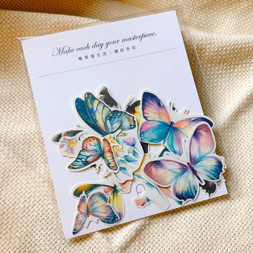蝴蝶 水彩風格貼紙包 10張