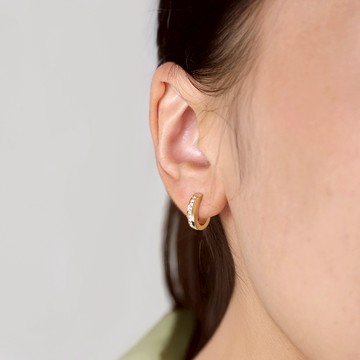 MORELLATO / SAUP05 / Creole 不鏽鋼水晶圈圈耳環 金色