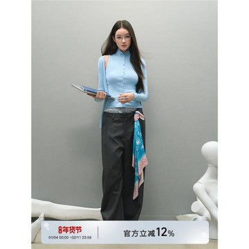 LaluneDuCiel 慵懶感針織開衫/高領背心女2024秋設計感顯瘦兩件套