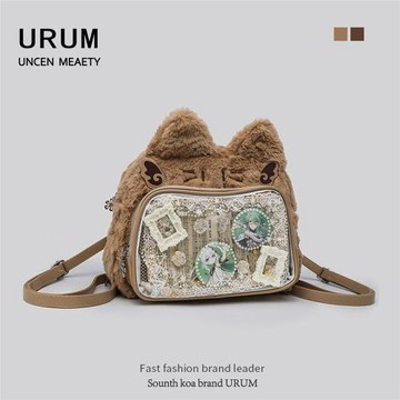 URUM包包日系新款可愛小貓耳朵二次元少女小食量毛絨痛包雙肩包