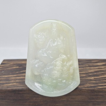 冰膠雪梨黃 文殊菩薩吊墜 生肖兔守護神 | 天然緬甸玉A貨翡翠