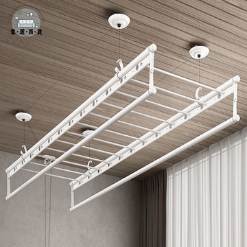 工廠直銷 免運 晾衣桿 頂裝晾衣架 陽台晾衣架 陽臺手搖升降晾衣架雙桿手搖式晾衣桿室內折疊涼衣神器曬被子衣架