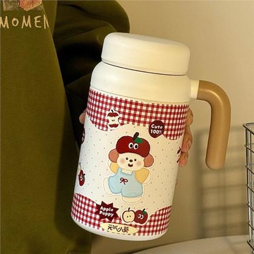 蘋果小狗保溫杯大容量女生高顏值水杯茶水分離316不銹鋼杯子手提