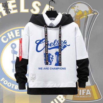 2022切爾西奪冠藍軍足球迷服假兩件連帽衛衣男女兒童裝外套