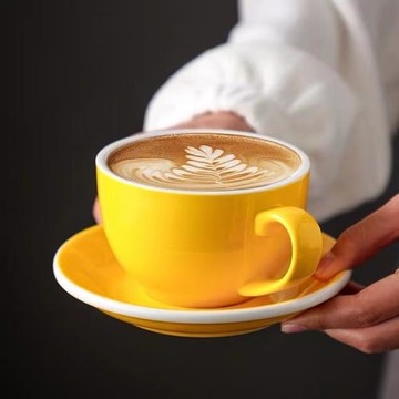 歐式咖啡白邊杯碟套裝韓式卡布比賽拉花杯300ml陶瓷拿鐵杯200ml