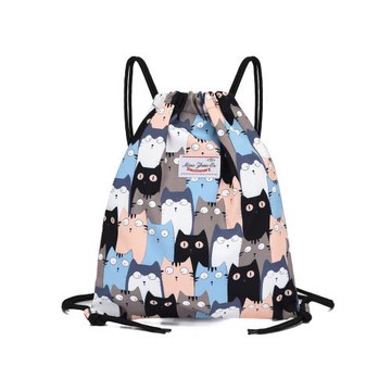 抽繩束口袋可愛雙肩包女2025新款百搭小背包休閑帆布包輕便書包潮