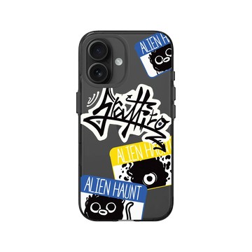 iPhone 16 Clear (相機按鈕) 酷墨灰 - Graffiti / 街頭塗鴉 - 外星人出沒