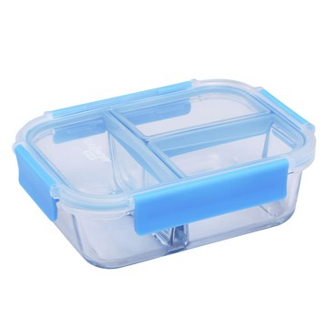 Corelle Brands 康寧餐具 Snapware Eco Divided 全三分隔玻璃保鮮盒  藍色 1050ml  1個