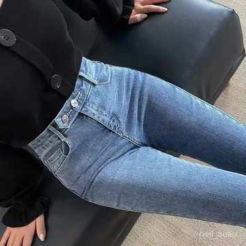 P3-【免費參觀】牛仔褲 牛仔長褲 長褲女 褲子 牛仔褲女高腰顯瘦百搭修身小腳緊身彈力鉛筆褲長褲子女士新款韓版 QTGK