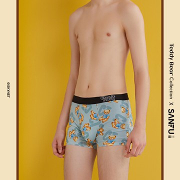 【泰迪熊聯名】三福 男無痕貼邊男內褲 舒適柔軟中腰四角褲男