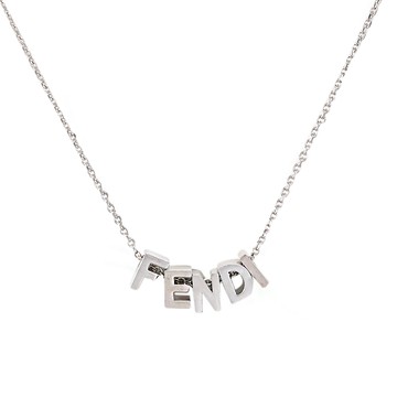 FENDI 7AJ835 Fendigraphy 立體字母吊墜鎖骨項鍊.銀