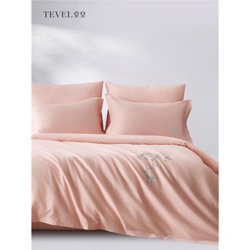 TEVEL/堂皇中式刺繡套件長絨棉貢緞輕奢蝶戀花四件套被套床單
