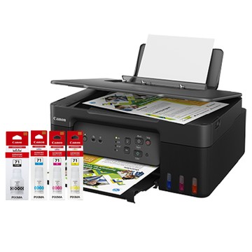 Canon PIXMA G3730原廠大供墨複合機+原廠墨水盒裝1組(1黑3彩) 盒