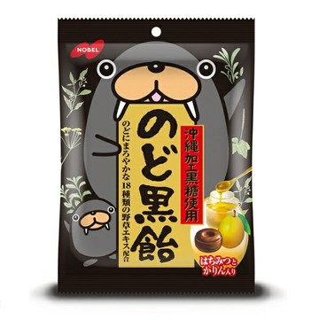 【江戶物語】NOBEL 諾貝爾 黑糖喉糖 105g 硬糖 黑飴 蜂蜜 草本 潤喉糖 沖繩加工黑糖使用 日本原裝進口