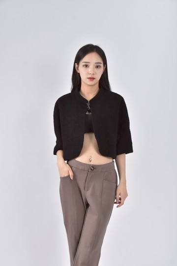 (F) perng yuh羊毛披風黑色罩衫