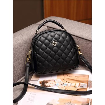 明星楊冪同款包包百搭女包新款2025ins真皮手提單肩斜挎菱格圓包6