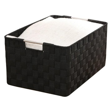 米禾 簡約質感收納籃  S(35 x 23 x 16cm)  經典黑  1個