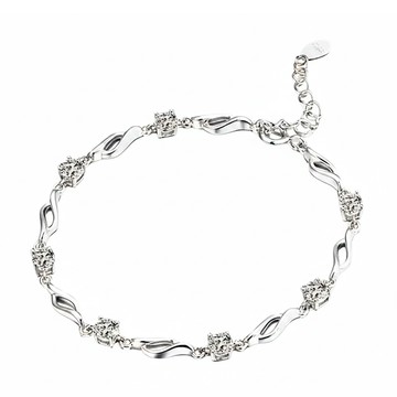 SOLARFRI 純銀S925 CZ白鑽飾手鍊 S10B 韓國製  銀色  1組