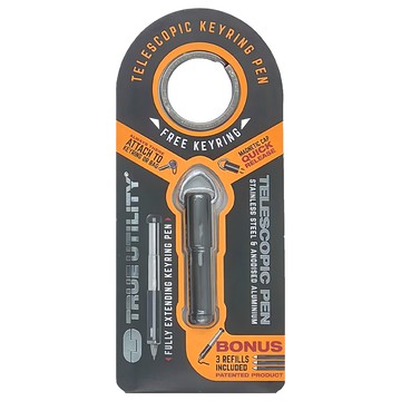 True Utility 英國多功能伸縮原子筆 附贈鑰匙圈  1支  BLACK