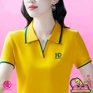 有碼數🔥夏季新款刺繡短袖上衣 休閒短袖T恤女 時尚翻領polo衫 寬鬆氣質顯瘦短袖上衣 GD優質