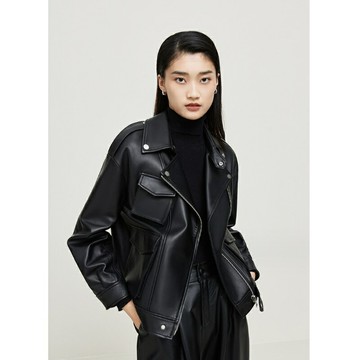 【巴黎精品】皮衣外套真皮夾克-率性啞光多口袋羊皮女外套3色a1dp66