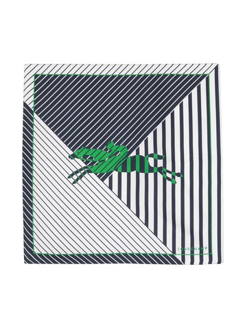 Longchamp - striped logo-print silk scarf - women - Silk - One Size - White