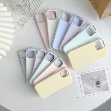 果果糖適用iPhone14pro13全包凹槽大孔攝像頭 軟糯加厚款質感超好液態硅膠手機殼簡約時尚ins高出鏡頭保護