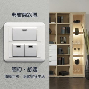 【朝日電工】 TL-23S 雅白雙聯大型夜光三開關組