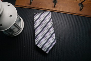淺紫色條紋真絲領帶/獨特藝術氣息necktie
