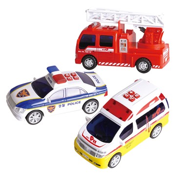 Bunny Land 緊急救援隊玩具套裝  1組  消防車(15.5 x 10 x 7cm) + 警車(16 x 7 x 7cm) + 救護車(16 x 8 x 8cm)  多色