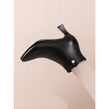 小碼短靴女313233真皮時尚尖頭馬丁靴2024年秋冬新款高跟鞋女靴子