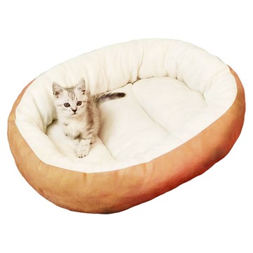 AHOYE 耐抓耐磨加厚柔軟寵物床  棕色 + 米色  55 x 50cm  1個