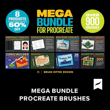 Procreate筆刷 | 8套建築圖形網格人像漫畫植物紋理Procreate筆刷套裝