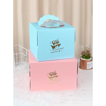 4四6六8八寸手提蛋糕盒 浮雕燙金款加厚方形 生日蛋糕盒子包裝盒