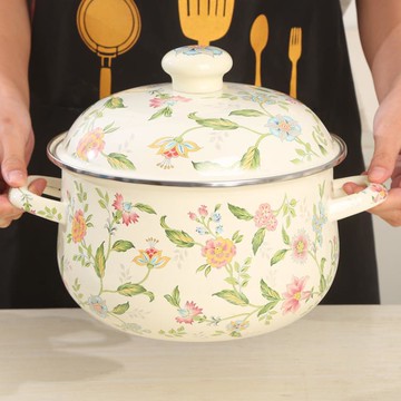 歐麗家搪瓷琺瑯搪瓷湯鍋雙耳 單柄加厚燉鍋平底鍋電磁爐煤氣通用