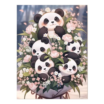 創彩 5D鑽石畫 40x30cm  貓熊  1個