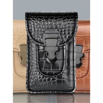 男士腰套黑色雙層豎款中年穿皮帶掛腰手機掛包褲帶棕色工地腰包