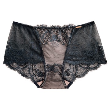 【玳蕾綺】全蕾絲平口小褲-夜爵黑