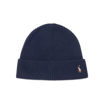 Polo Ralph Lauren RL 熱銷刺繡小馬羊毛毛帽-深藍色
