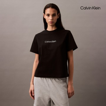 【Calvin Klein】 CK 經典標誌寬鬆圓領 T 恤_黑色