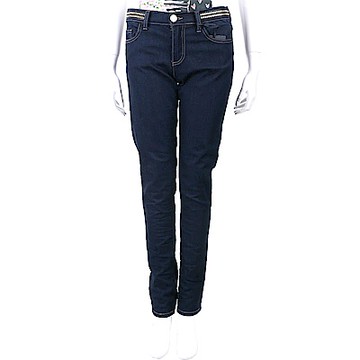 CLASS roberto cavalli 鉚釘腰飾深藍窄口單寧牛仔褲
