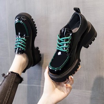 特價清倉厚底小皮鞋女英倫風春季真皮黑色單鞋法式復古樂福女鞋子