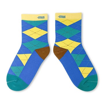 Best Tag 經典菱格圖案襪 藍 22-25cm